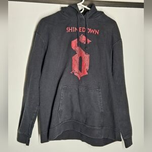 Black Shinedown Hoodie with Red Graphic Design